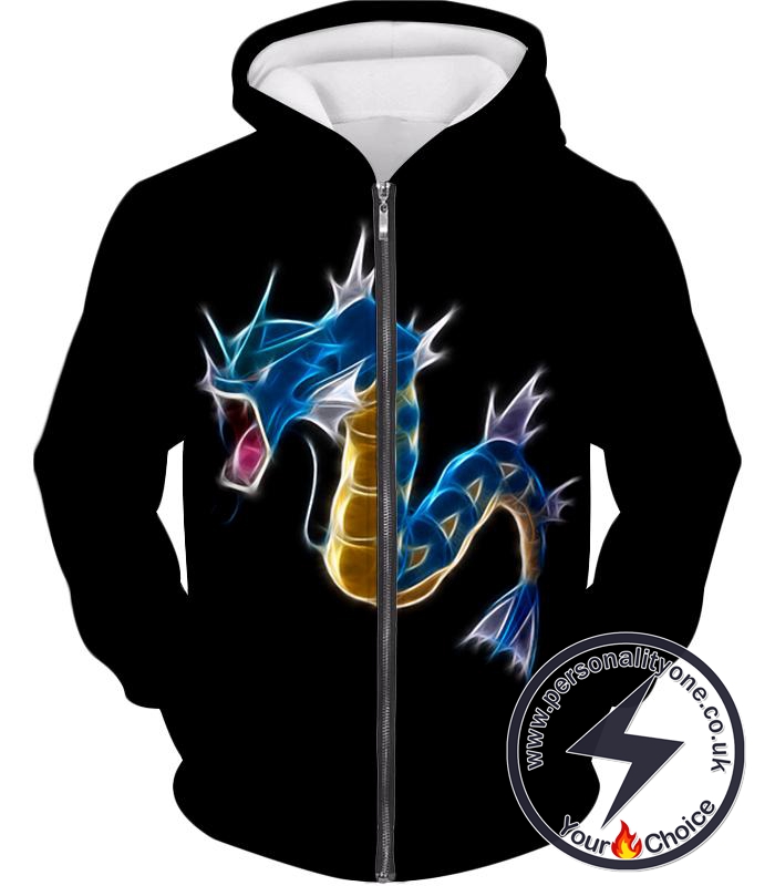 Pokemon Best Flying Water Type Pokemon Gyarados Favourite Black Zip Up Hoodie